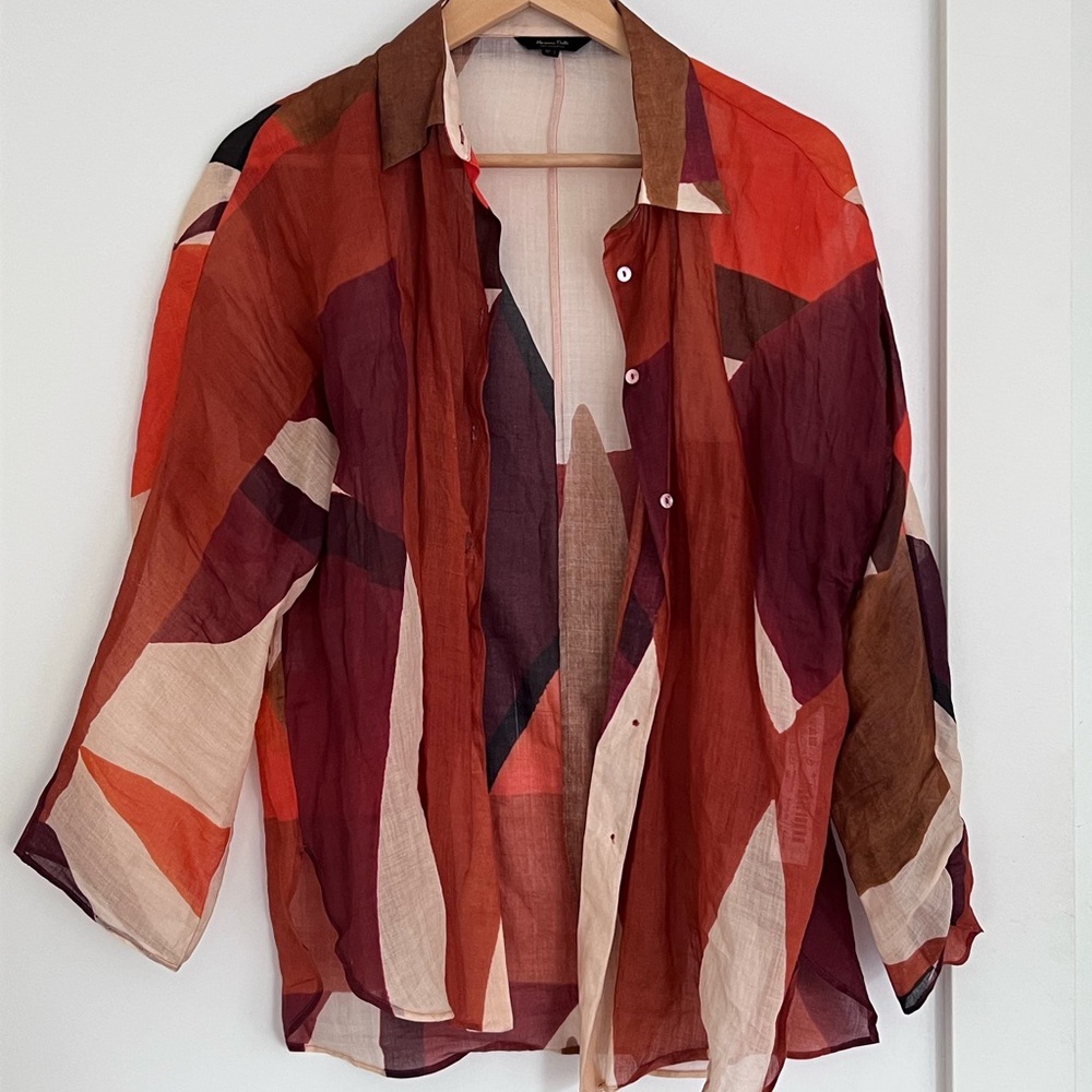 Massimo Dutti Sheer Colourful Blouse